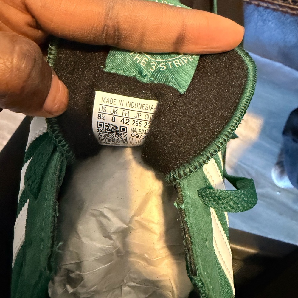 adidas Green and White Low-Top Suede Sneakers - Picture 2 of 5